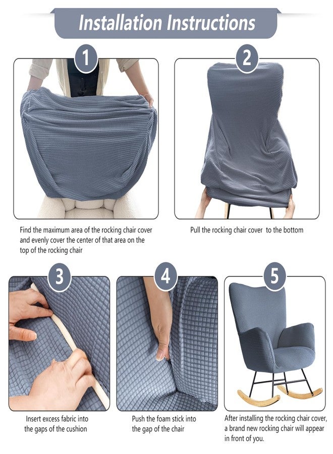 Dipurman Nursery Rocking Chair Cover,1 Piece Glider Chairs Cover Slipcovers,Soft with Elastic Bottom Spandex Jacquard Small Checks,Furniture Protector Washable - Image 5